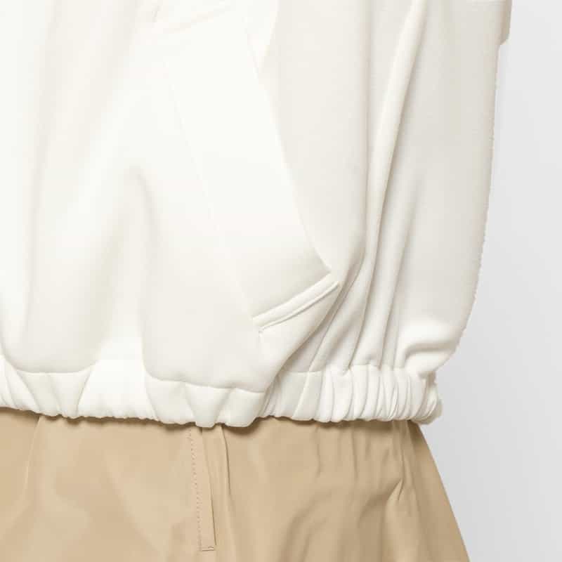 BARNEYS NEW YORK ウォッシャブル ボウタイ付きジップアップ フーデッドフリルブルゾン WHITE