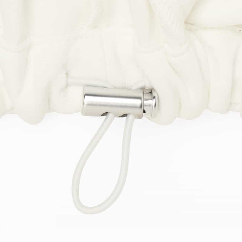 BARNEYS NEW YORK ウォッシャブル ボウタイ付きジップアップ フーデッドフリルブルゾン WHITE