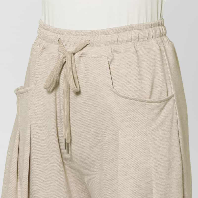 BARNEYS NEW YORK ウォッシャブル サイドポケットデザイン ドローストリングワイドパンツ BEIGE