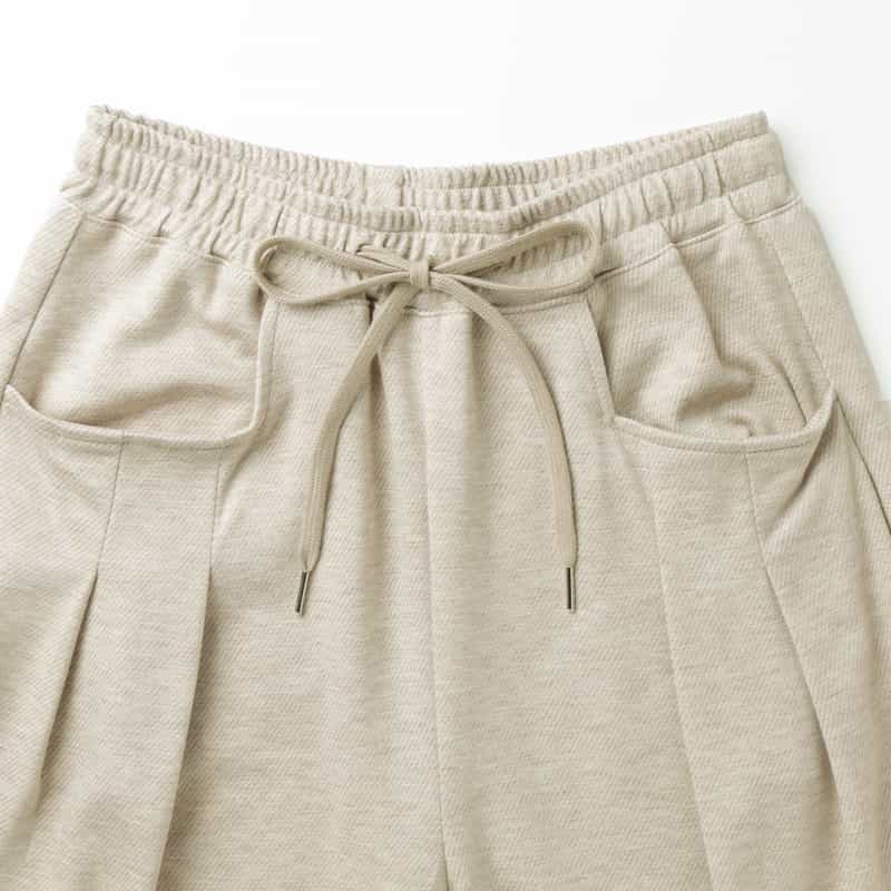 BARNEYS NEW YORK ウォッシャブル サイドポケットデザイン ドローストリングワイドパンツ BEIGE