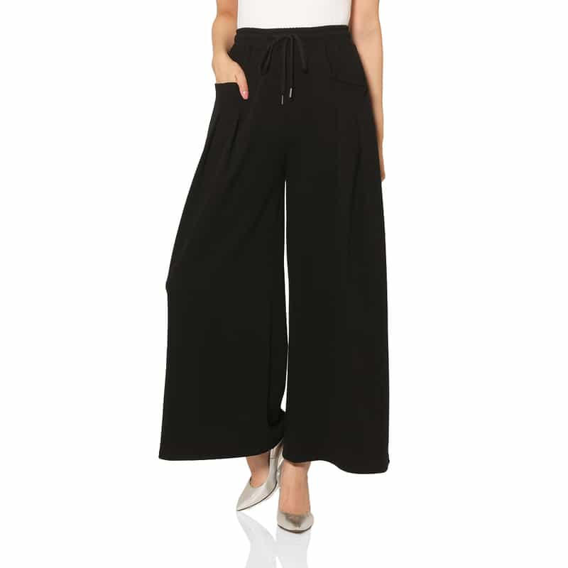 ウォッシャブル サイドポケットデザイン ドローストリングワイドパンツ