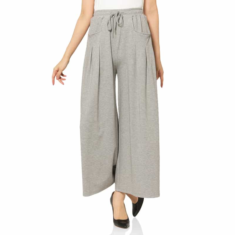 ウォッシャブル サイドポケットデザイン ドローストリングワイドパンツ