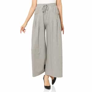 ウォッシャブル サイドポケットデザイン ドローストリングワイドパンツ