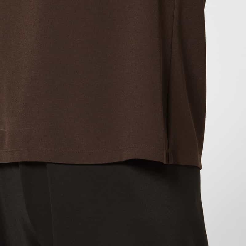 BARNEYS NEW YORK 異素材コンビネーション オフショルダー フリルブラウス BROWN