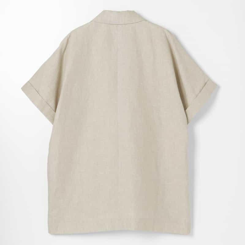 BARNEYS NEW YORK リネン素材 ハーフスリーブ ダブルブレストジャケット BEIGE