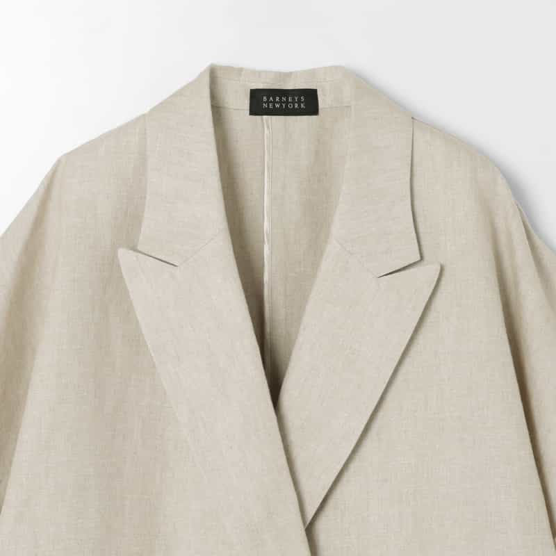 BARNEYS NEW YORK リネン素材 ハーフスリーブ ダブルブレストジャケット BEIGE