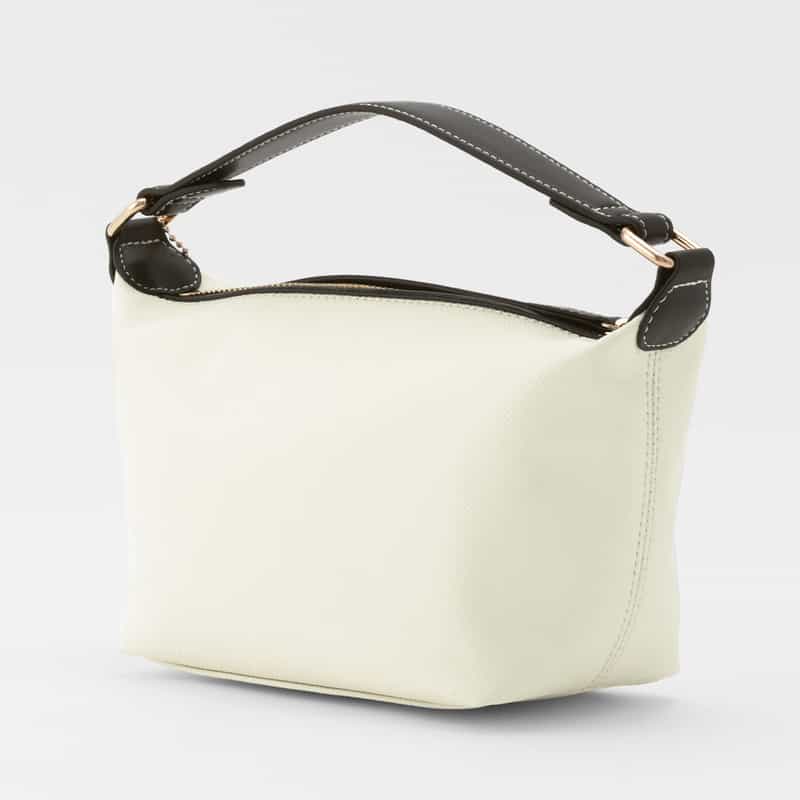 BARNEYS NEW YORK パンチングロゴ ワンハンドルミニバッグ WHITE