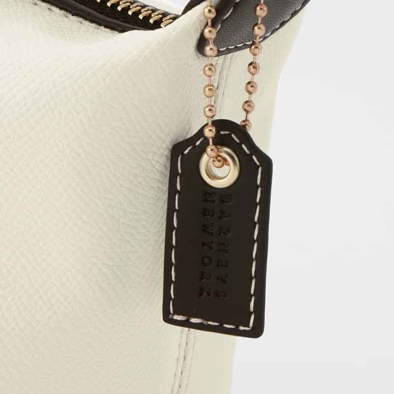 BARNEYS NEW YORK パンチングロゴ ワンハンドルミニバッグ WHITE