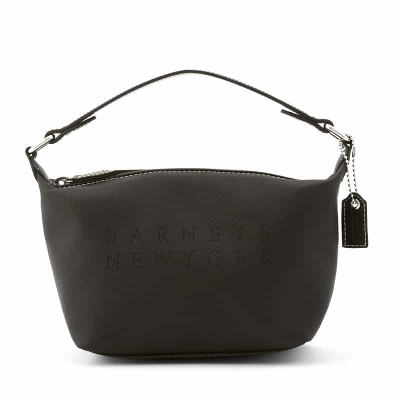 BARNEYS NEW YORK パンチングロゴ ワンハンドルミニバッグ BLACK