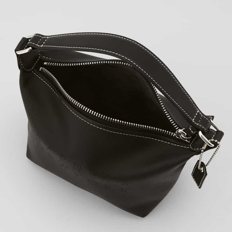 BARNEYS NEW YORK パンチングロゴ ワンハンドルミニバッグ BLACK