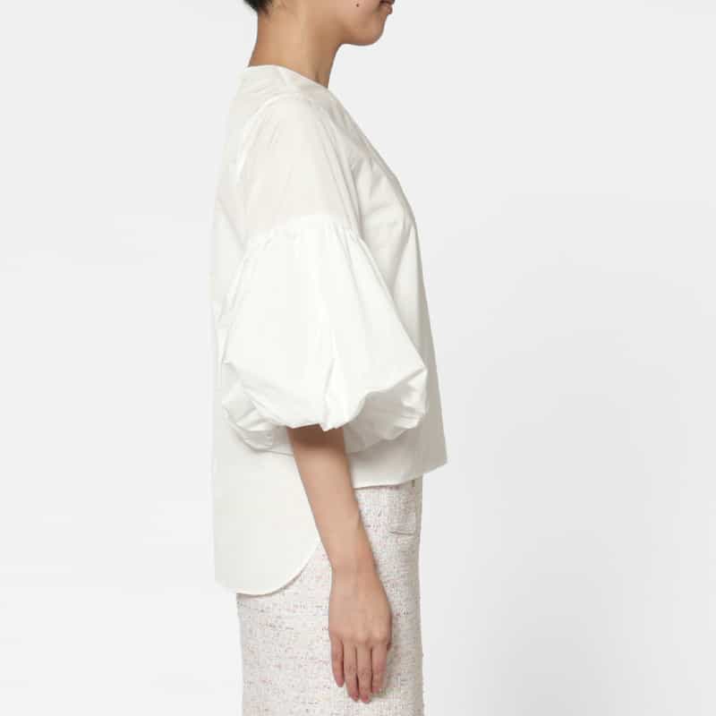 BARNEYS NEW YORK ウォッシャブル タフタボリュームブラウス WHITE