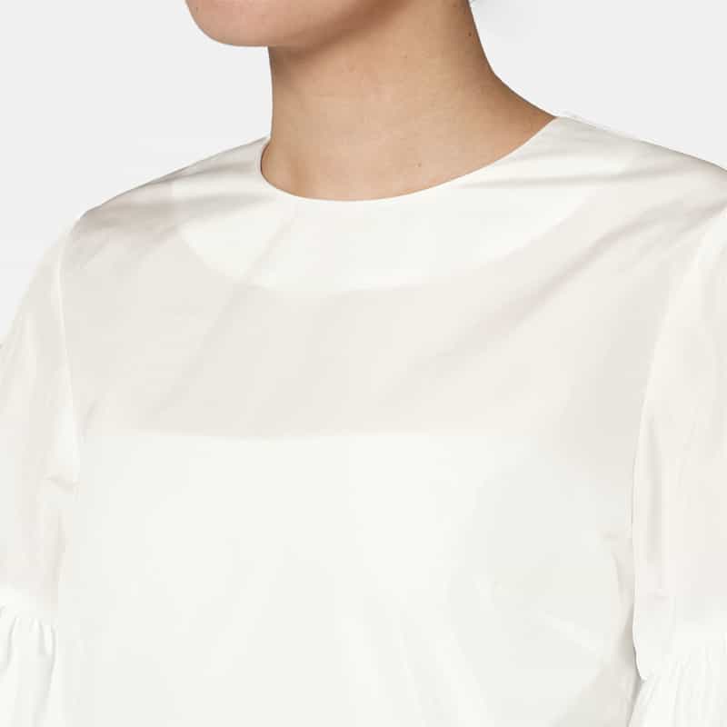 BARNEYS NEW YORK ウォッシャブル タフタボリュームブラウス WHITE