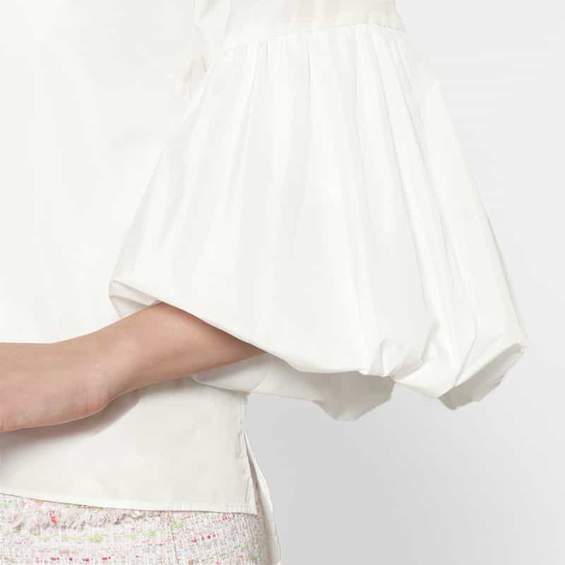 BARNEYS NEW YORK ウォッシャブル タフタボリュームブラウス WHITE