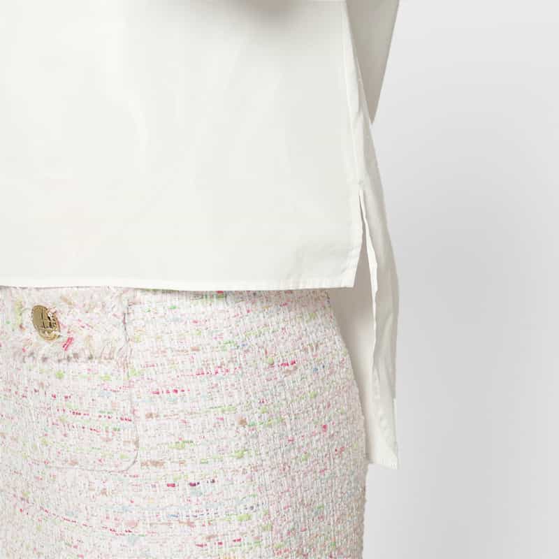 BARNEYS NEW YORK ウォッシャブル タフタボリュームブラウス WHITE