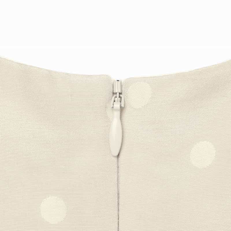 BARNEYS NEW YORK セットアップ ウォッシャブル ドット柄グログラン アシンメトリーフリルヘムブラウス WHITE