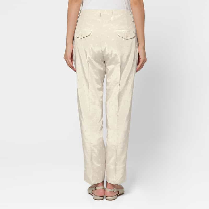 BARNEYS NEW YORK セットアップ ウォッシャブル ドット柄グログラン テーパードパンツ WHITE