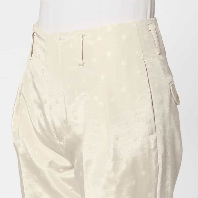 BARNEYS NEW YORK セットアップ ウォッシャブル ドット柄グログラン テーパードパンツ WHITE