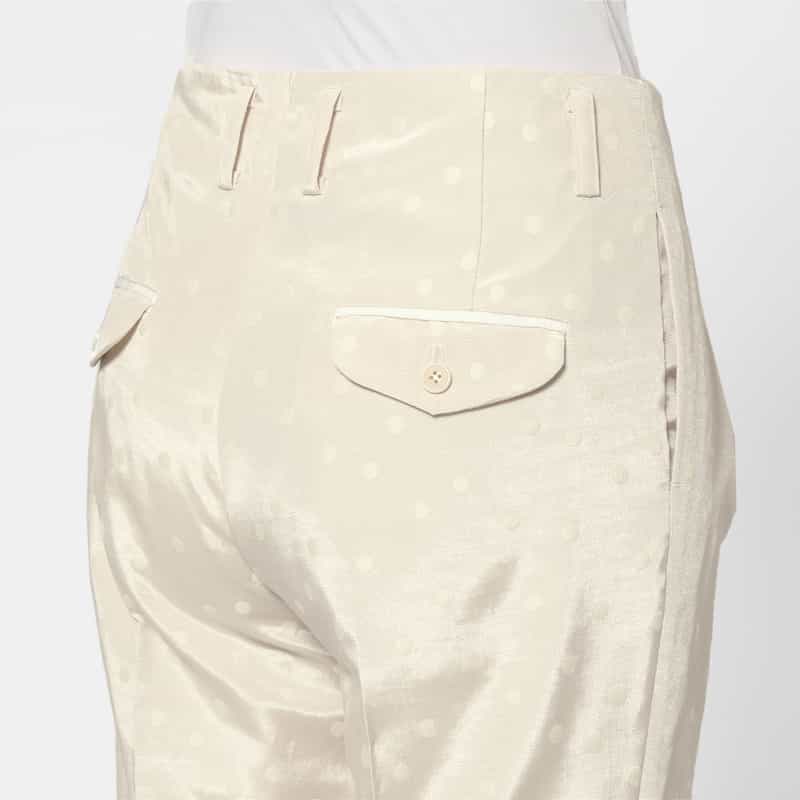 BARNEYS NEW YORK セットアップ ウォッシャブル ドット柄グログラン テーパードパンツ WHITE