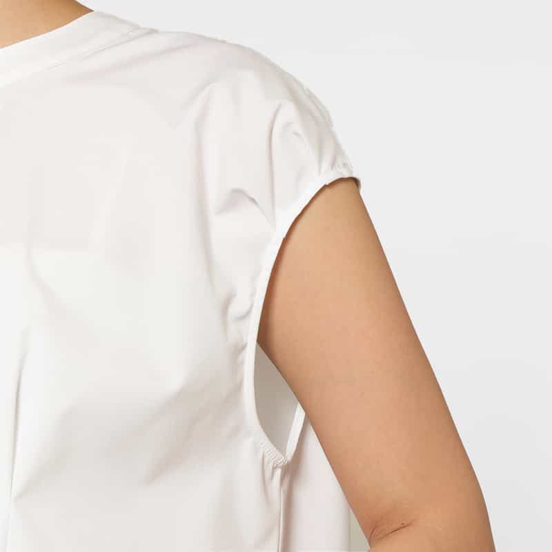 BARNEYS NEW YORK ウォッシャブル サイドスリット入りロングブラウス WHITE