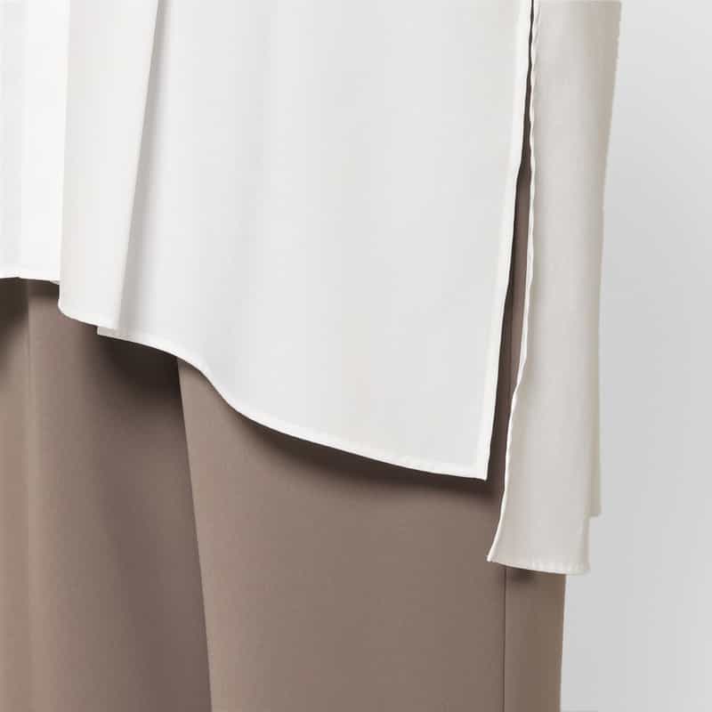 BARNEYS NEW YORK ウォッシャブル サイドスリット入りロングブラウス WHITE