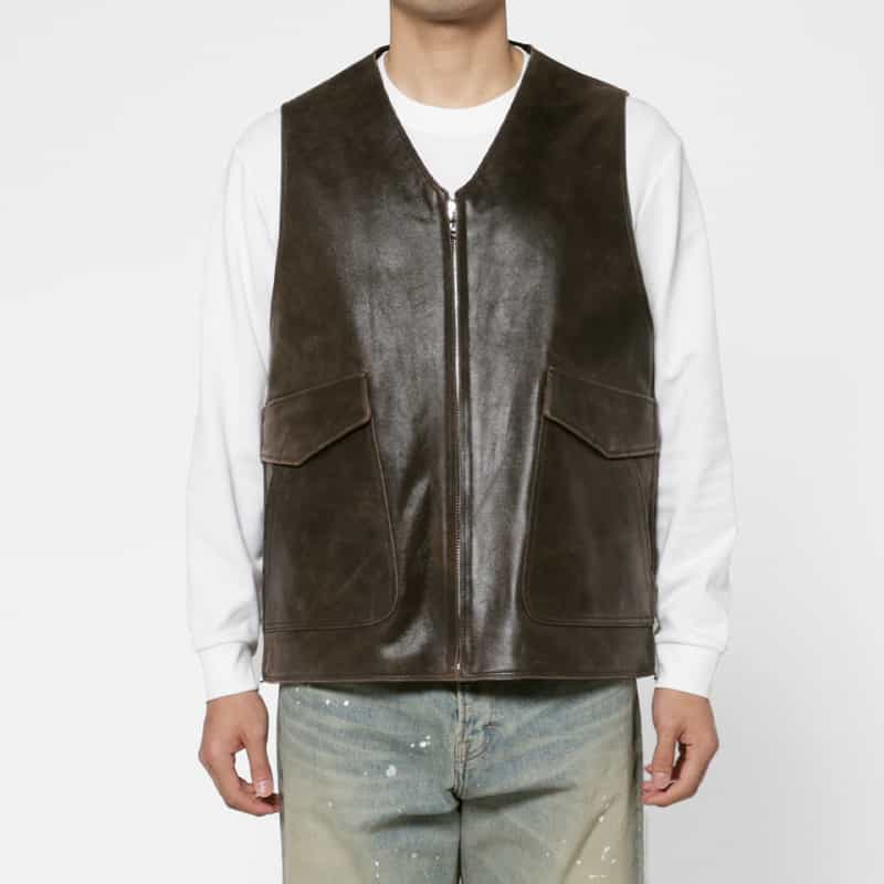 YOKE YOKE＜ヨーク＞ バーニーズ　ニューヨーク限定 レザーベスト BLACK