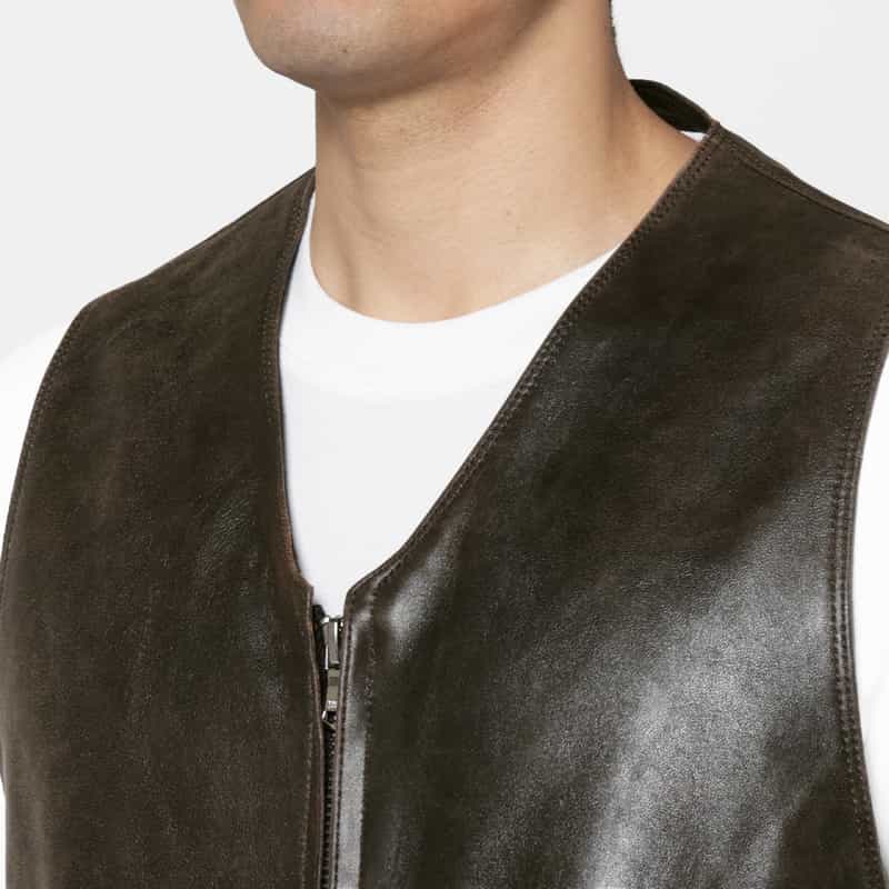 YOKE YOKE＜ヨーク＞ バーニーズ　ニューヨーク限定 レザーベスト BLACK