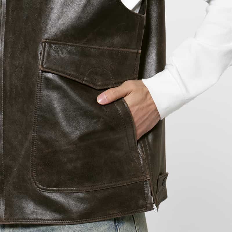 YOKE YOKE＜ヨーク＞ バーニーズ　ニューヨーク限定 レザーベスト BLACK