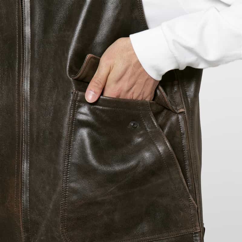 YOKE YOKE＜ヨーク＞ バーニーズ　ニューヨーク限定 レザーベスト BLACK