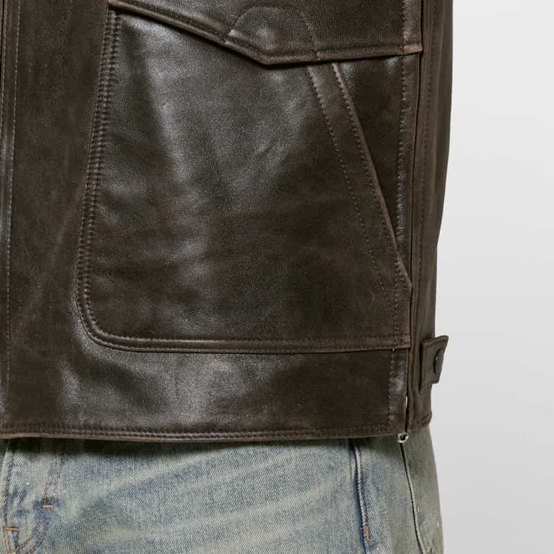 YOKE YOKE＜ヨーク＞ バーニーズ　ニューヨーク限定 レザーベスト BLACK