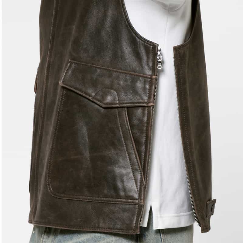 YOKE YOKE＜ヨーク＞ バーニーズ　ニューヨーク限定 レザーベスト BLACK