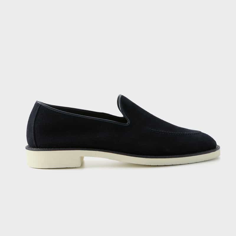 WH WH＜ダブルエイチ＞ スエード素材スリッポン NAVY