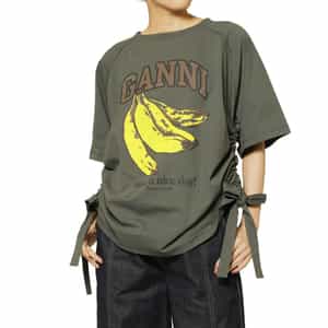 GANNI＜ガニー＞ サイドデザイン プリントラグランTシャツ