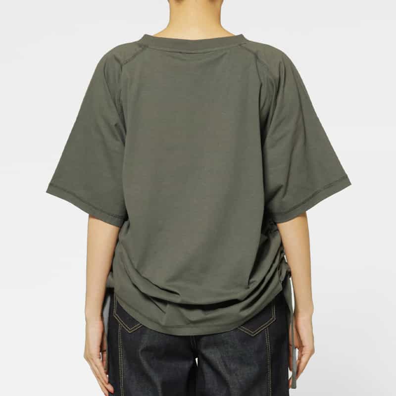 GANNI GANNI＜ガニー＞ サイドデザイン プリントラグランTシャツ DARK GRAY