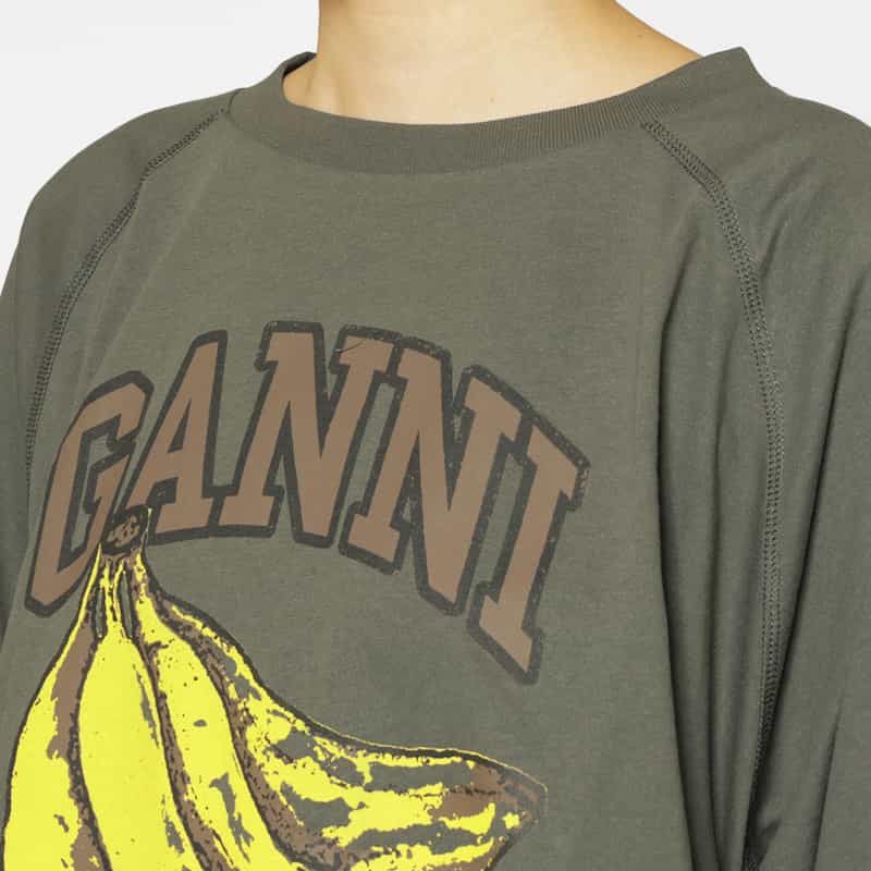 GANNI GANNI＜ガニー＞ サイドデザイン プリントラグランTシャツ DARK GRAY