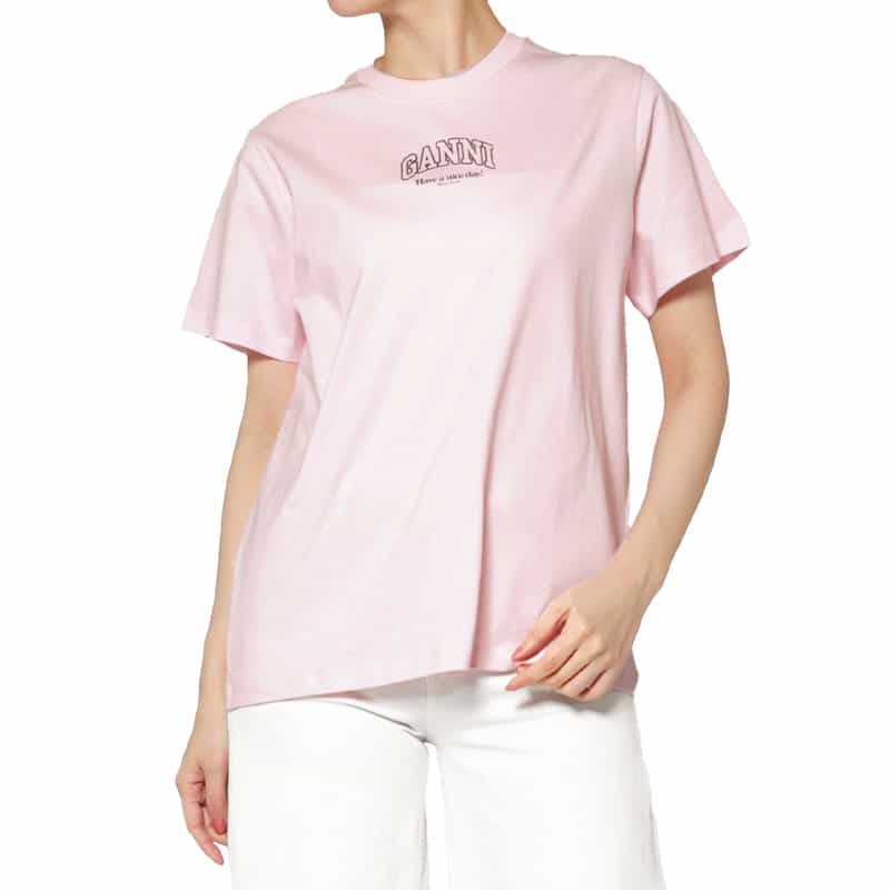 GANNI GANNI＜ガニー＞ ロゴプリントTシャツ PINK