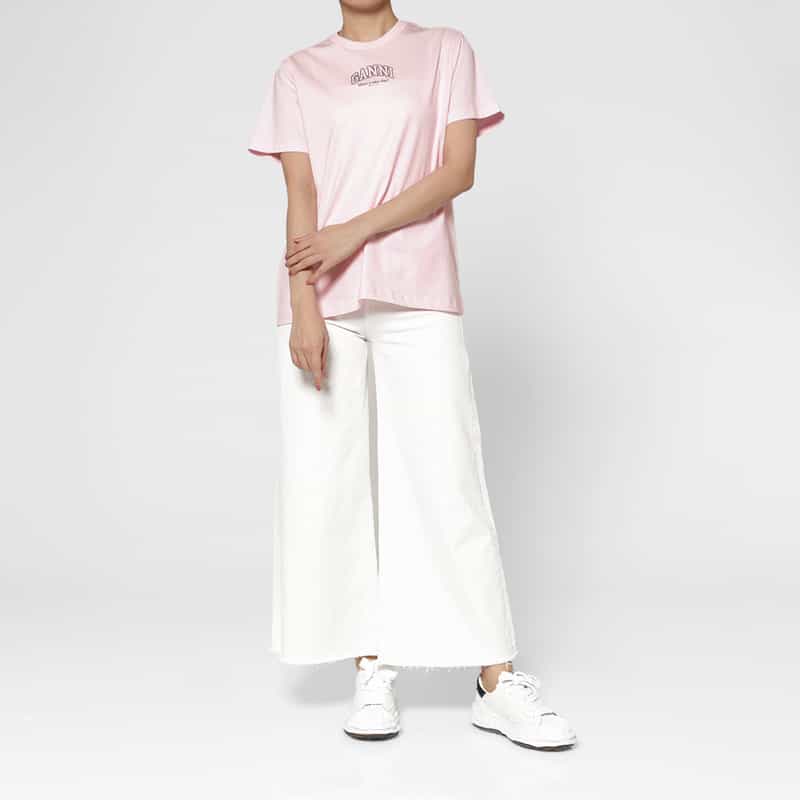 GANNI GANNI＜ガニー＞ ロゴプリントTシャツ PINK