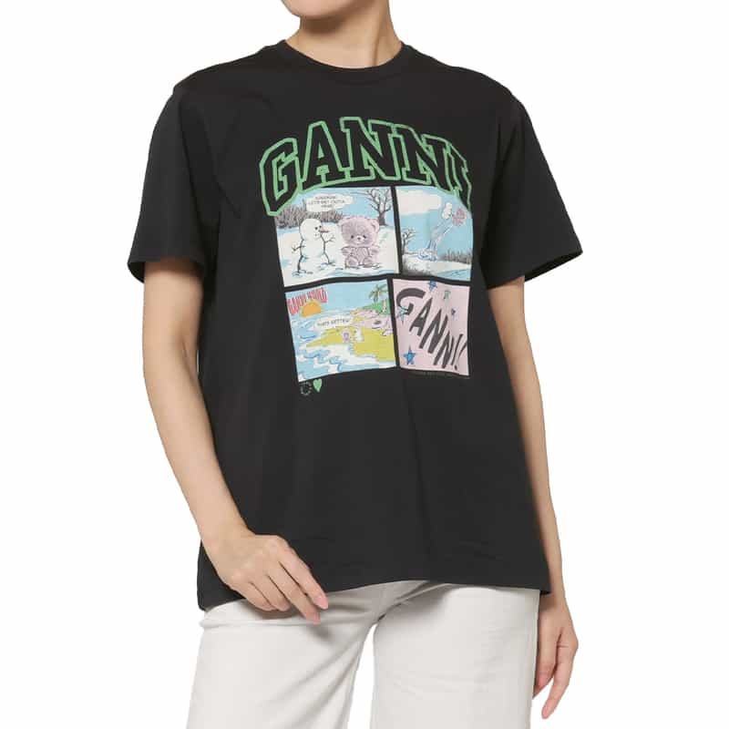 GANNI GANNI＜ガニー＞ プリントTシャツ BLACK