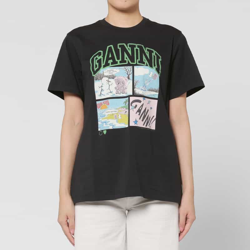 GANNI GANNI＜ガニー＞ プリントTシャツ BLACK