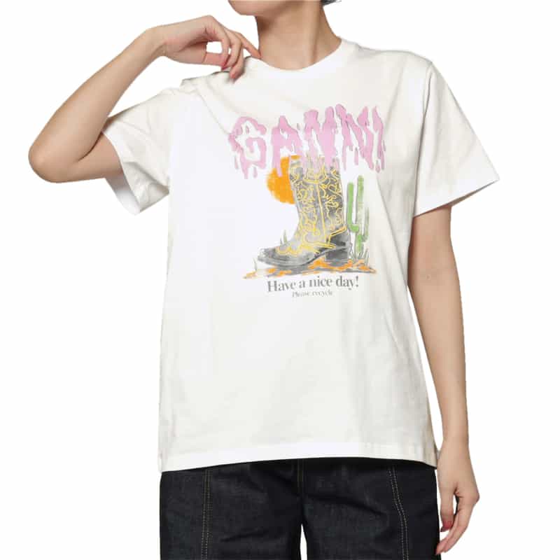 GANNI GANNI＜ガニー＞ プリントTシャツ WHITE