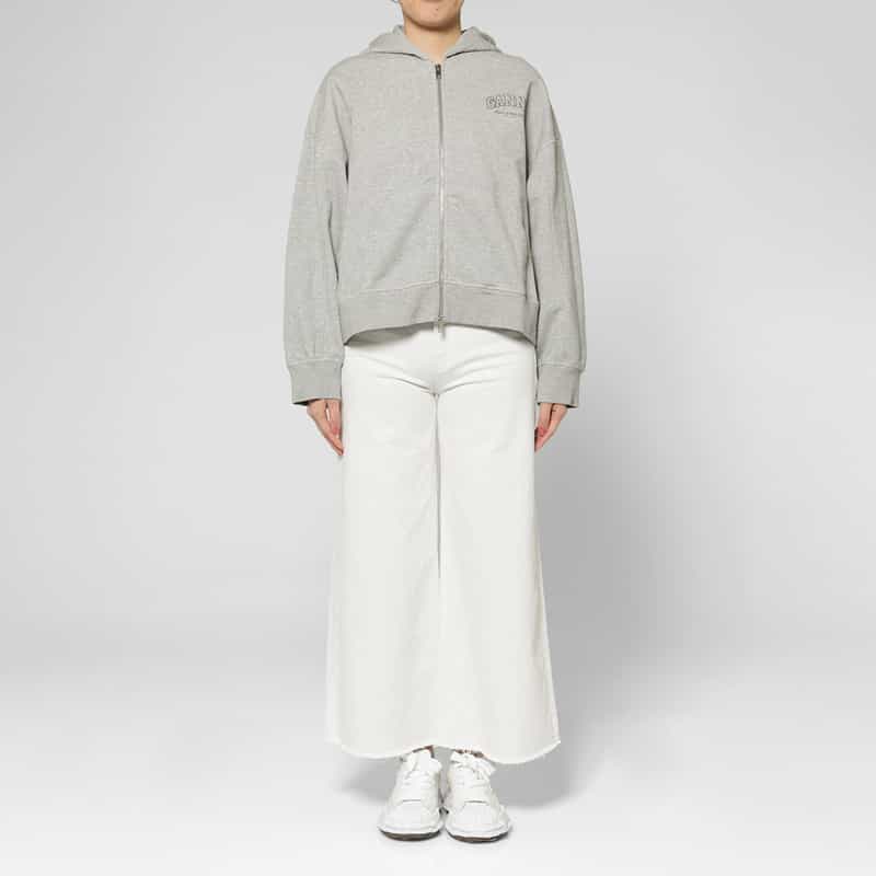 GANNI GANNI＜ガニー＞ プリントロゴ ジップアップフーデッドパーカー GRAY