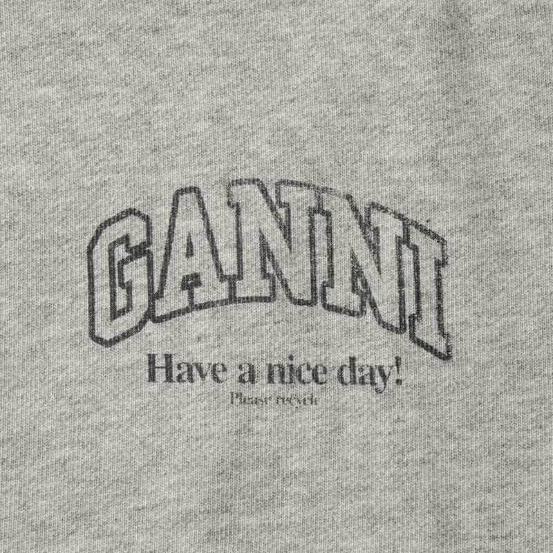 GANNI GANNI＜ガニー＞ プリントロゴ ジップアップフーデッドパーカー GRAY