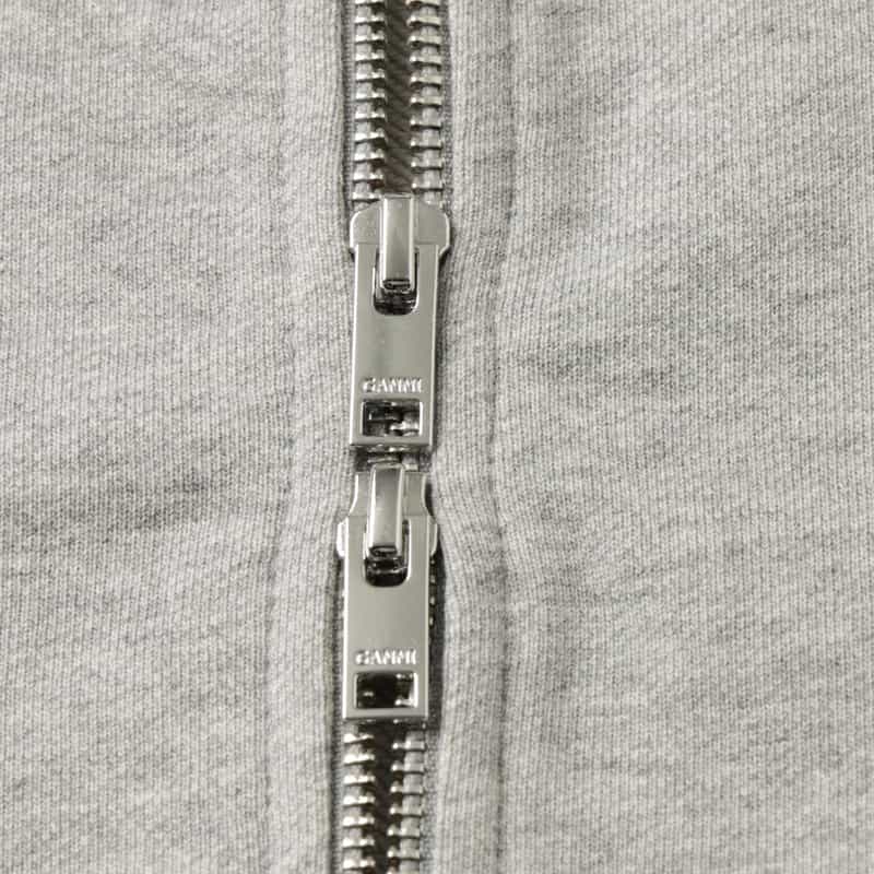 GANNI GANNI＜ガニー＞ プリントロゴ ジップアップフーデッドパーカー GRAY
