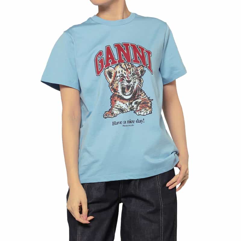 GANNI GANNI ＜ガニー＞ プリントTシャツ LIGHT BLUE