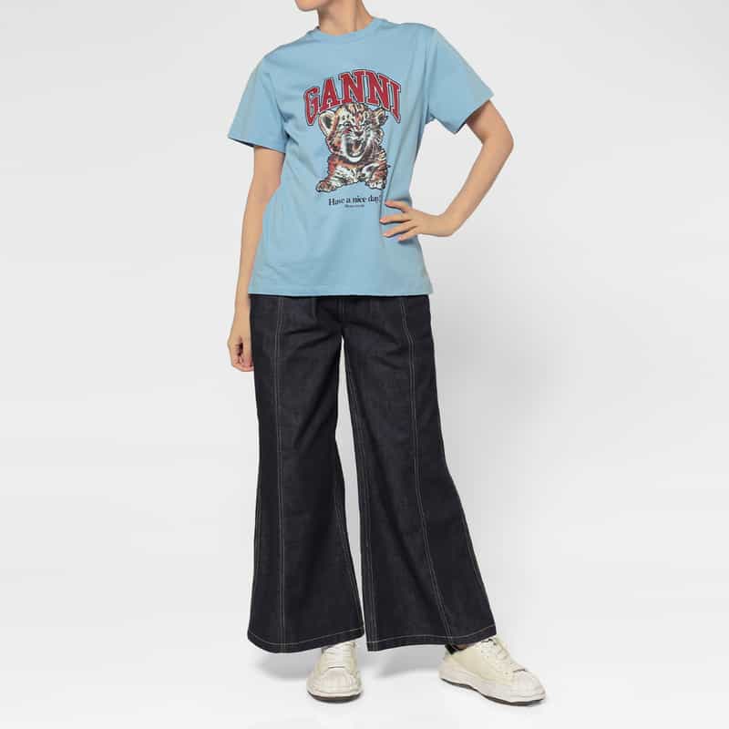 GANNI GANNI ＜ガニー＞ プリントTシャツ LIGHT BLUE