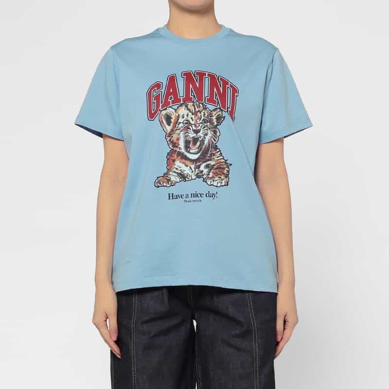 GANNI GANNI ＜ガニー＞ プリントTシャツ LIGHT BLUE