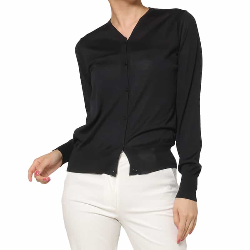 ウォッシャブル シルクナイロン素材シアーニットカーディガン