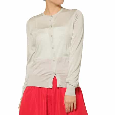 ウォッシャブル シルクナイロン素材シアーニットカーディガン