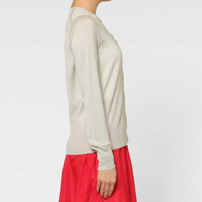 BARNEYS NEW YORK ウォッシャブル シルクナイロン素材シアーニットカーディガン LIGHT GRAY