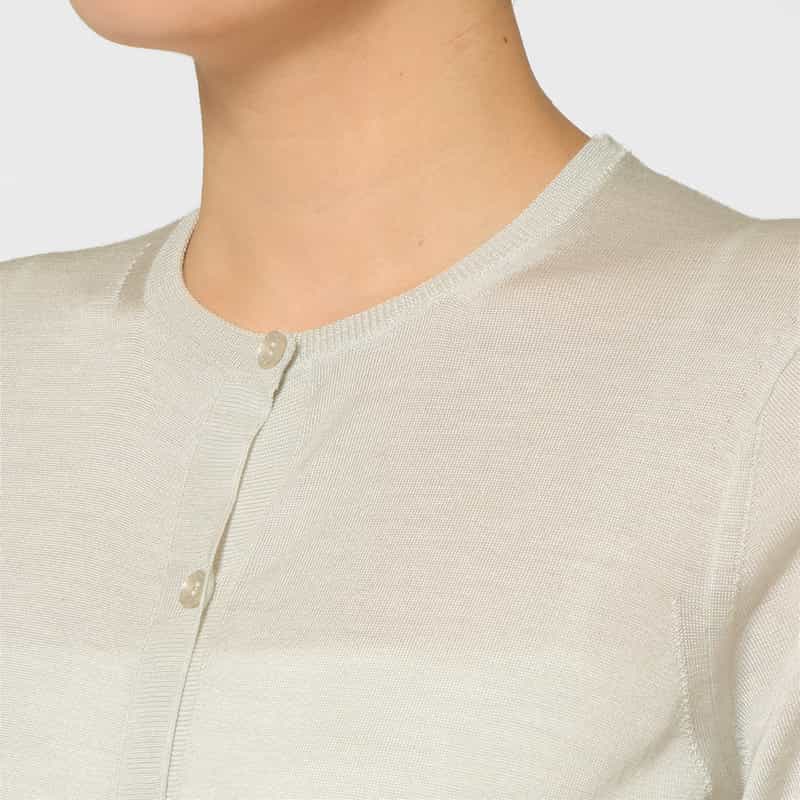 BARNEYS NEW YORK ウォッシャブル シルクナイロン素材シアーニットカーディガン LIGHT GRAY