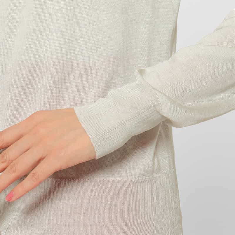 BARNEYS NEW YORK ウォッシャブル シルクナイロン素材シアーニットカーディガン LIGHT GRAY